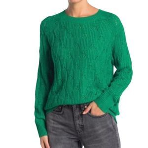 ELODIE Kelly Green Raglan Crewneck Sweater Size XS